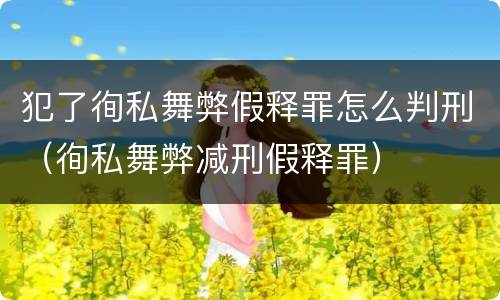 犯了徇私舞弊假释罪怎么判刑（徇私舞弊减刑假释罪）