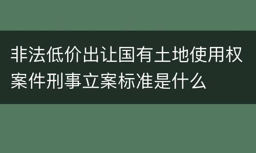 非法低价出让国有土地使用权案件刑事立案标准是什么