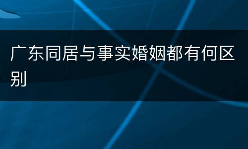 广东同居与事实婚姻都有何区别