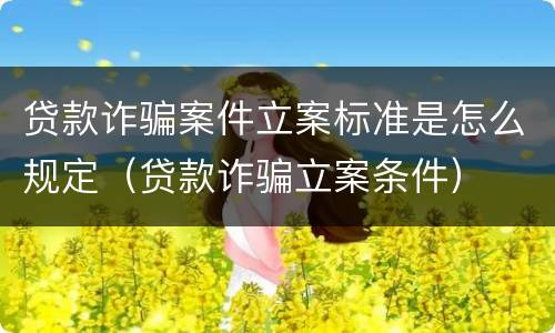 贷款诈骗案件立案标准是怎么规定（贷款诈骗立案条件）