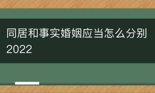 同居和事实婚姻应当怎么分别2022