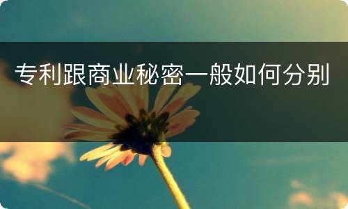 专利跟商业秘密一般如何分别