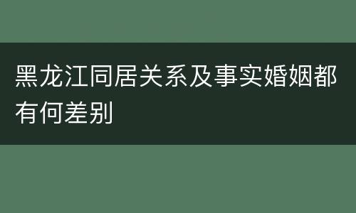 黑龙江同居关系及事实婚姻都有何差别