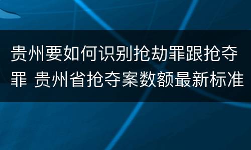 贵州要如何识别抢劫罪跟抢夺罪 贵州省抢夺案数额最新标准