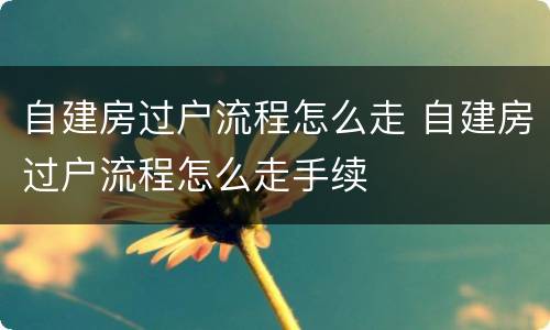 自建房过户流程怎么走 自建房过户流程怎么走手续