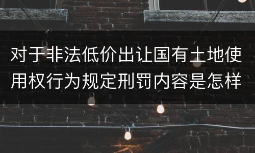 对于非法低价出让国有土地使用权行为规定刑罚内容是怎样