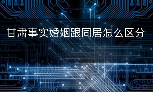 甘肃事实婚姻跟同居怎么区分