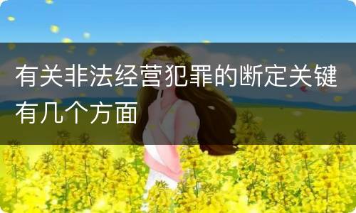 有关非法经营犯罪的断定关键有几个方面