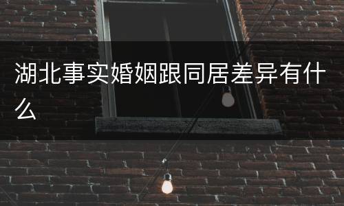 湖北事实婚姻跟同居差异有什么