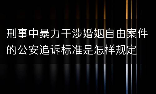 刑事中暴力干涉婚姻自由案件的公安追诉标准是怎样规定