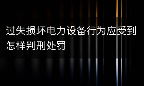 过失损坏电力设备行为应受到怎样判刑处罚