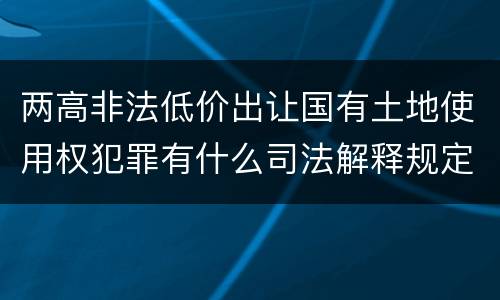 两高非法低价出让国有土地使用权犯罪有什么司法解释规定