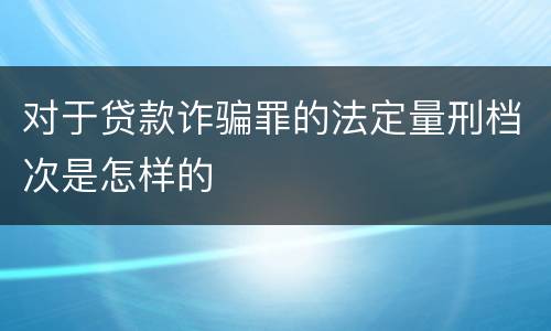 对于贷款诈骗罪的法定量刑档次是怎样的