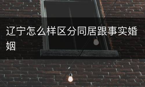 辽宁怎么样区分同居跟事实婚姻