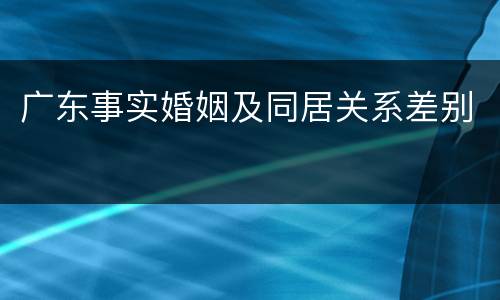 广东事实婚姻及同居关系差别