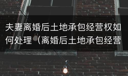 夫妻离婚后土地承包经营权如何处理（离婚后土地承包经营权分割案例）