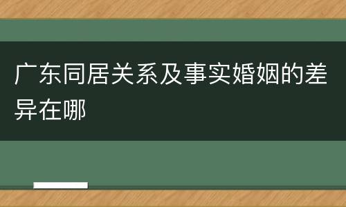 广东同居关系及事实婚姻的差异在哪