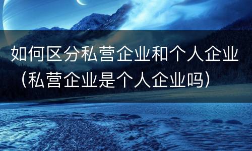 如何区分私营企业和个人企业（私营企业是个人企业吗）