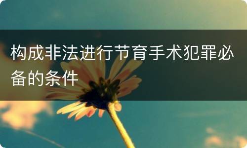 构成非法进行节育手术犯罪必备的条件