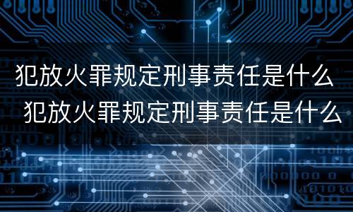 犯放火罪规定刑事责任是什么 犯放火罪规定刑事责任是什么意思