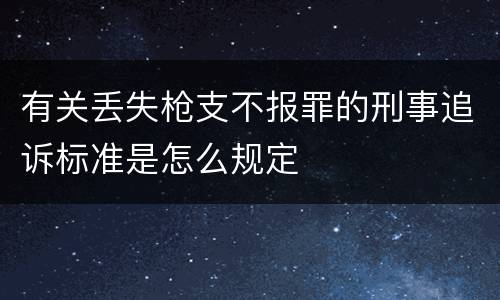 有关丢失枪支不报罪的刑事追诉标准是怎么规定