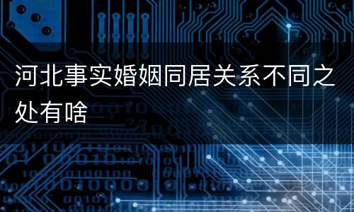 河北事实婚姻同居关系不同之处有啥