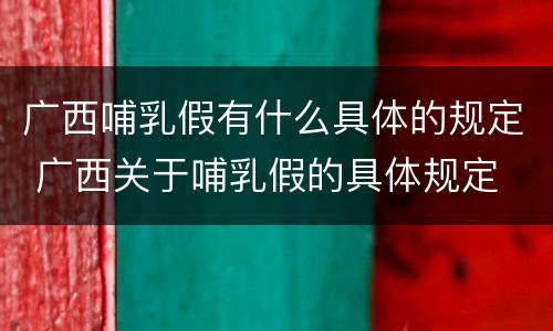 广西哺乳假有什么具体的规定 广西关于哺乳假的具体规定