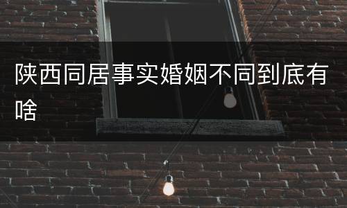 陕西同居事实婚姻不同到底有啥