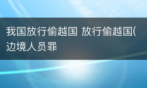 我国放行偷越国 放行偷越国(边境人员罪
