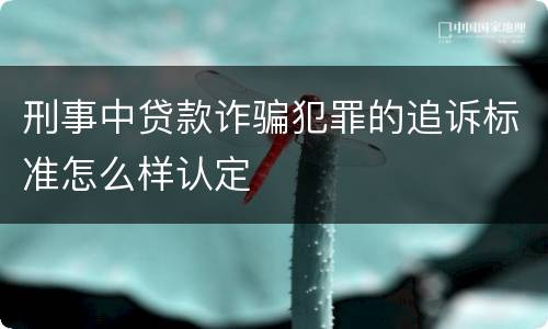 刑事中贷款诈骗犯罪的追诉标准怎么样认定