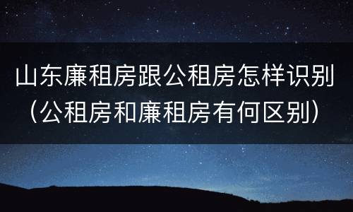 山东廉租房跟公租房怎样识别（公租房和廉租房有何区别）