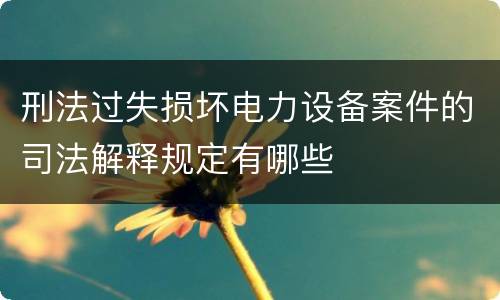 刑法过失损坏电力设备案件的司法解释规定有哪些