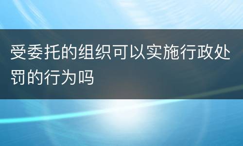 受委托的组织可以实施行政处罚的行为吗