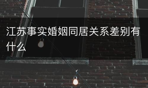 江苏事实婚姻同居关系差别有什么