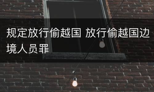 规定放行偷越国 放行偷越国边境人员罪