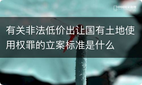 有关非法低价出让国有土地使用权罪的立案标准是什么