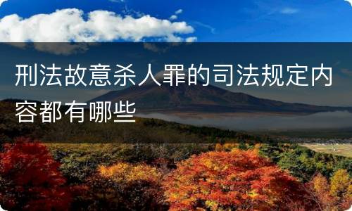刑法故意杀人罪的司法规定内容都有哪些