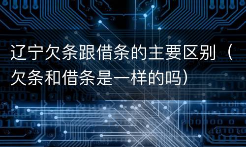 辽宁欠条跟借条的主要区别（欠条和借条是一样的吗）