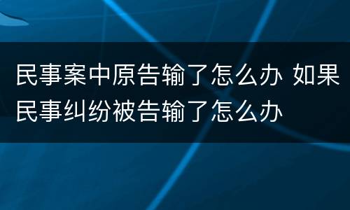 民事案中原告输了怎么办 如果民事纠纷被告输了怎么办
