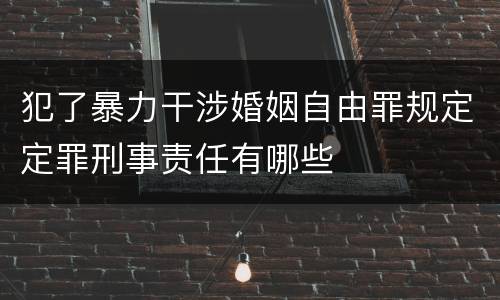 犯了暴力干涉婚姻自由罪规定定罪刑事责任有哪些