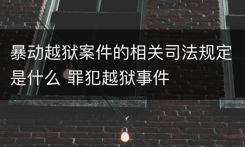 暴动越狱案件的相关司法规定是什么 罪犯越狱事件