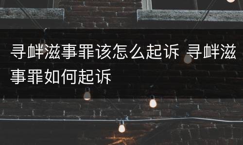 寻衅滋事罪该怎么起诉 寻衅滋事罪如何起诉