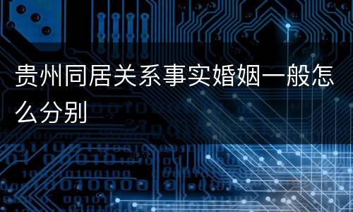 贵州同居关系事实婚姻一般怎么分别