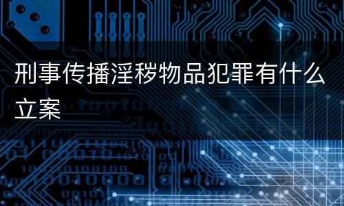 刑事传播淫秽物品犯罪有什么立案