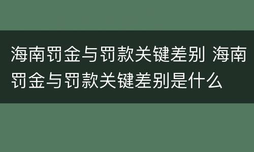 海南罚金与罚款关键差别 海南罚金与罚款关键差别是什么