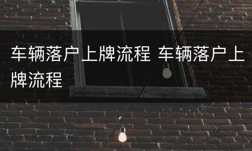 车辆落户上牌流程 车辆落户上牌流程