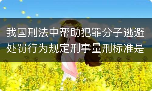 我国刑法中帮助犯罪分子逃避处罚行为规定刑事量刑标准是什么