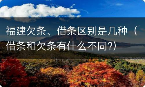 福建欠条、借条区别是几种（借条和欠条有什么不同?）