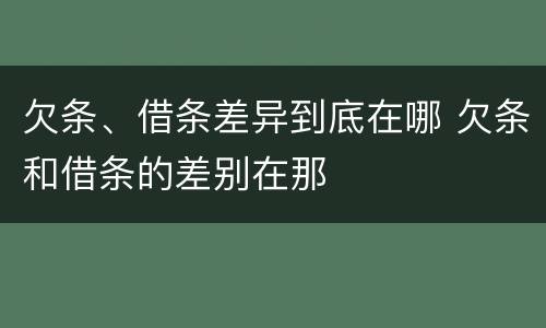 欠条、借条差异到底在哪 欠条和借条的差别在那