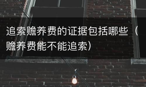 追索赡养费的证据包括哪些（赡养费能不能追索）